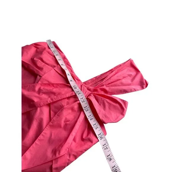 J. Crew Coral Poplin One-Shoulder Bow Top Size M/8 - Picture 7 of 9